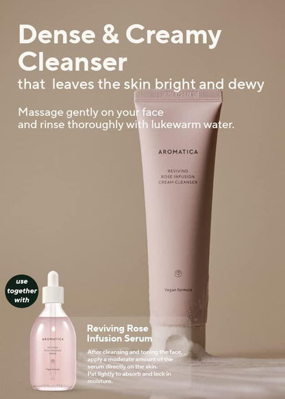 AROMATICA - Crème Nettoyante Revitalisante à la Rose (145 g)